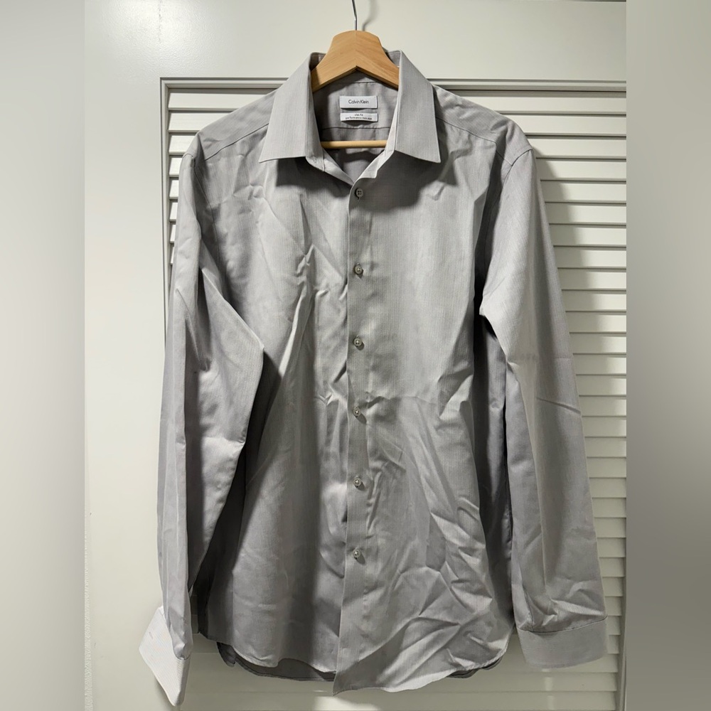 Calvin Klein Performance Men's Silver Dress Shirt